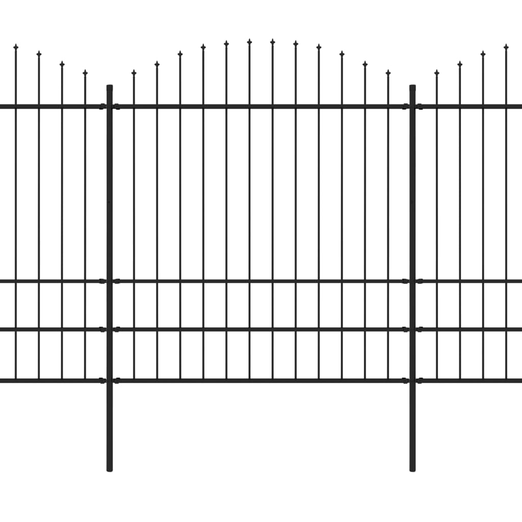 Vrtna ograja s koničastimi vrhovi jeklo (1,75-2)x11,9 m črna