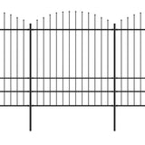 Vrtna ograja s koničastimi vrhovi jeklo (1,75-2)x11,9 m črna