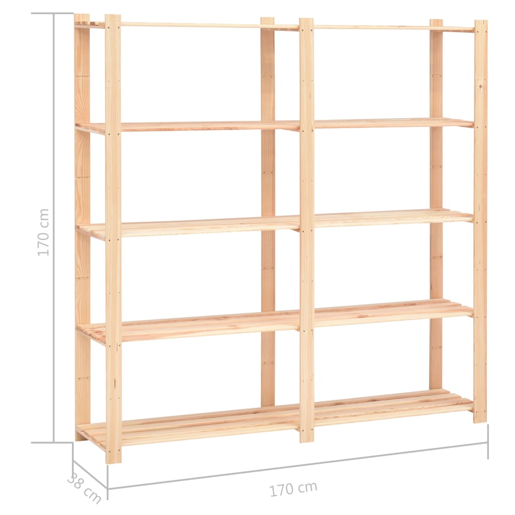 Stojalo s policami 5-nadstropno 170x38x170 cm borovina 500 kg