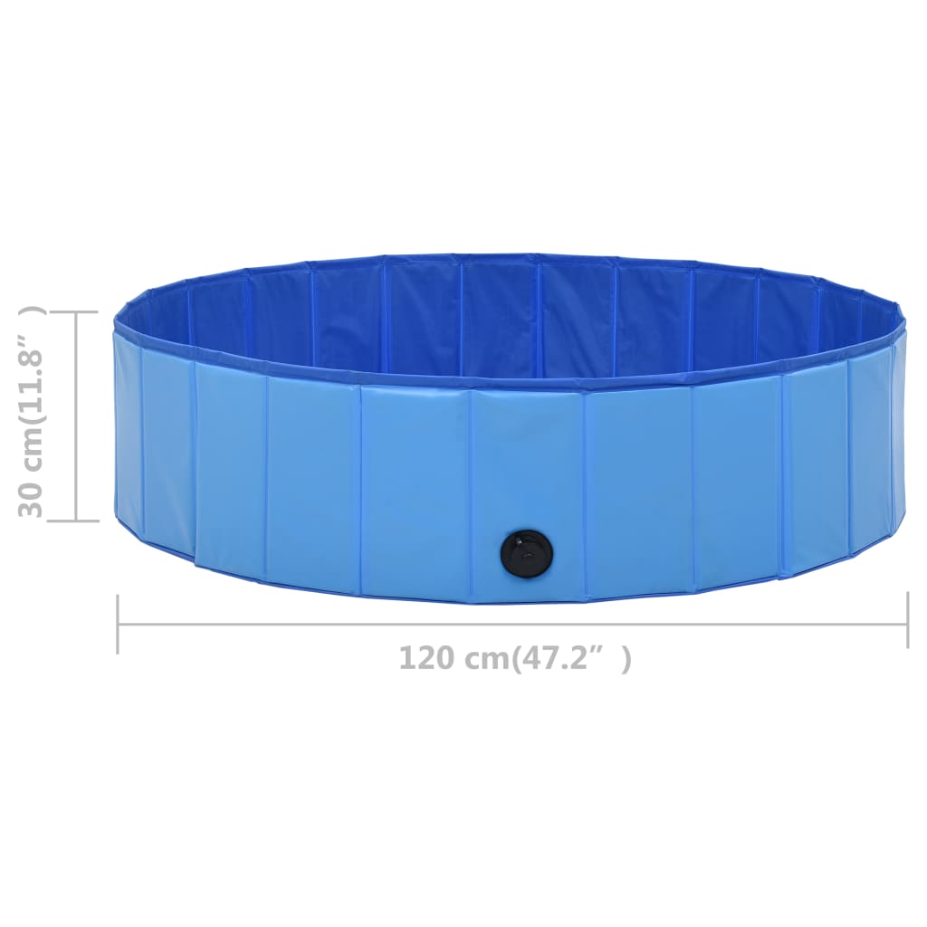 Zložljiv bazen za pse moder 120x30 cm PVC