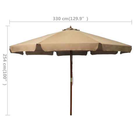 Zunanji senčnik z lesenim drogom 330 cm taupe