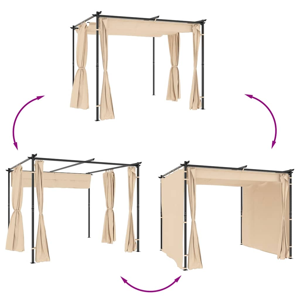 Paviljon z zavesami 3x3 m krem jeklo