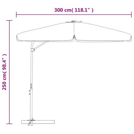 Zunanji senčnik z jeklenim drogom 300 cm bordo rdeč