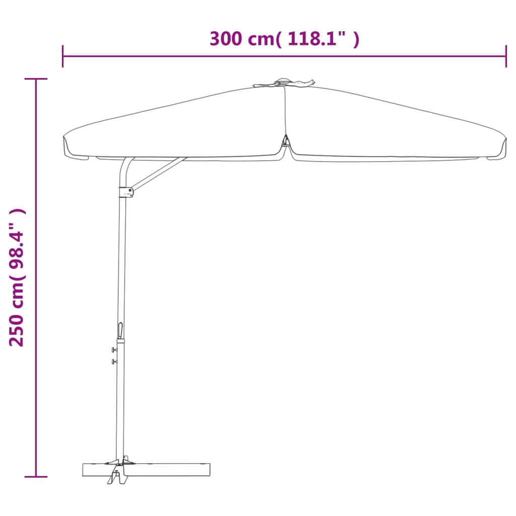 Zunanji senčnik z jeklenim drogom 300 cm črn