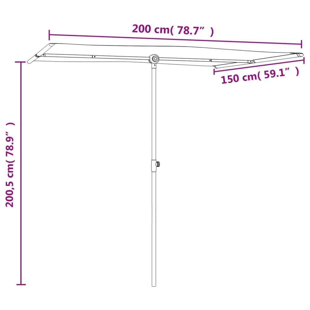 Vrtni senčnik z aluminijastim drogom 2x1,5 m zelen