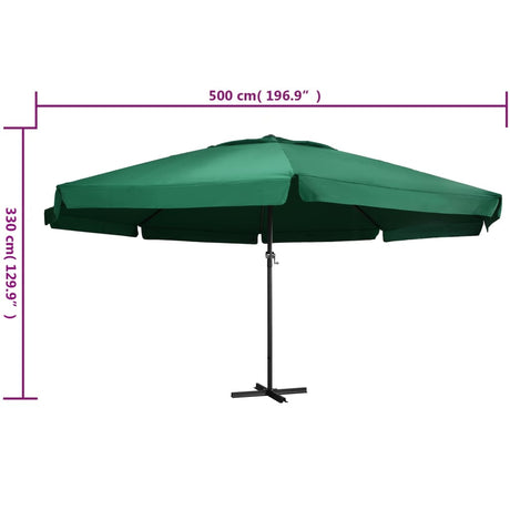 Zunanji senčnik z aluminijastim drogom 600 cm zelen