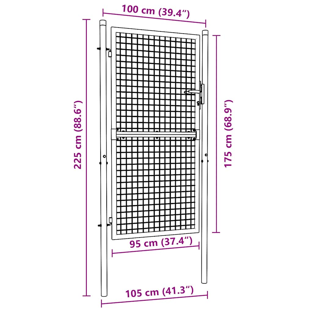 Vrata za ograjo iz jekla 100x175 cm zelena