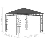 Paviljon z mrežo proti komarjem 3x3x2,73 m antraciten 180 g/m²