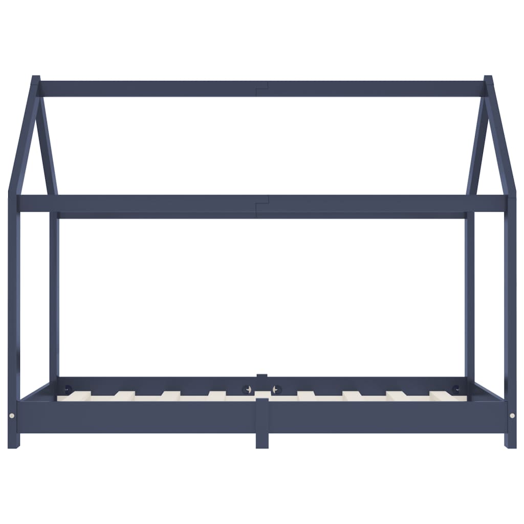 Otroški posteljni okvir siv iz trdne borovine 80x160 cm