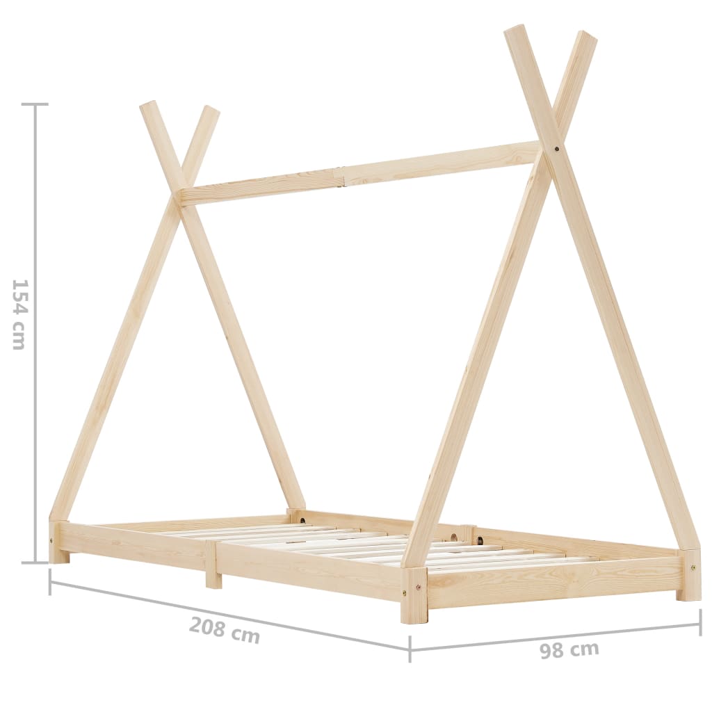 Otroški posteljni okvir iz trdne borovine 90x200 cm