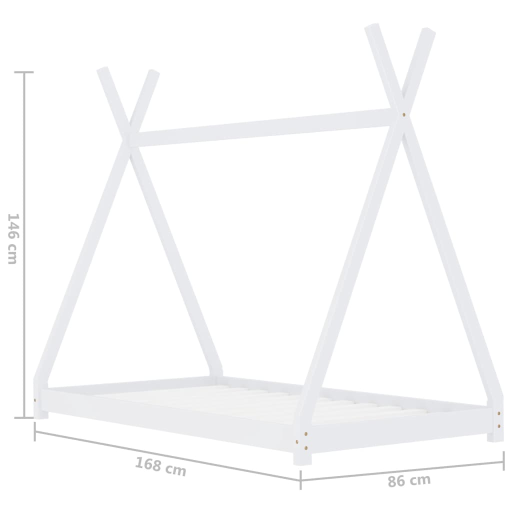 Otroški posteljni okvir bel iz trdne borovine 80x160 cm