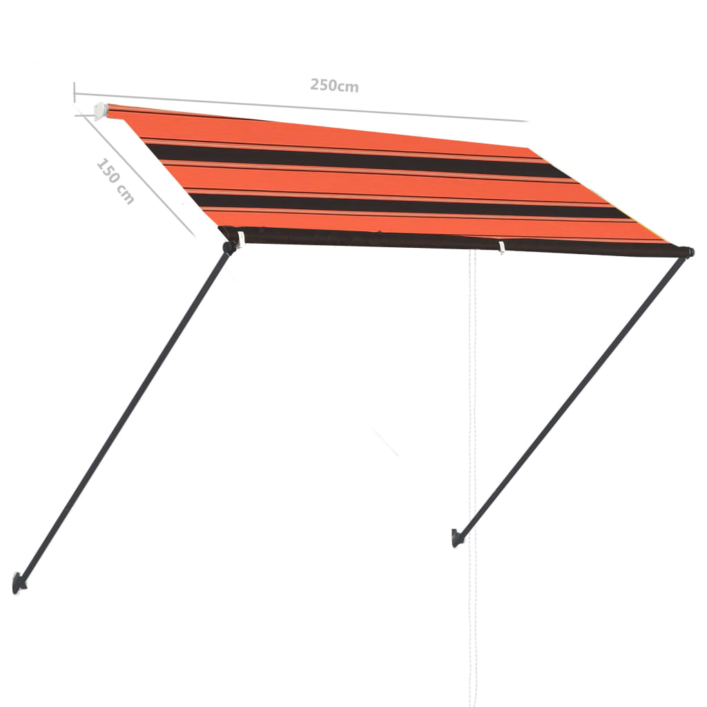 Zložljiva tenda z LED lučmi 250x150 cm oranžna in rjava