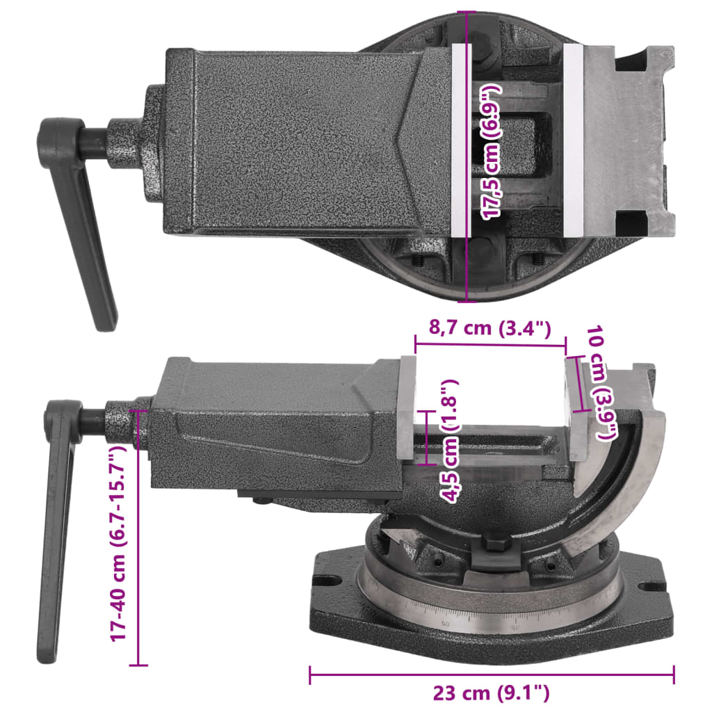 Nagibni primež z 2 osema 100 mm