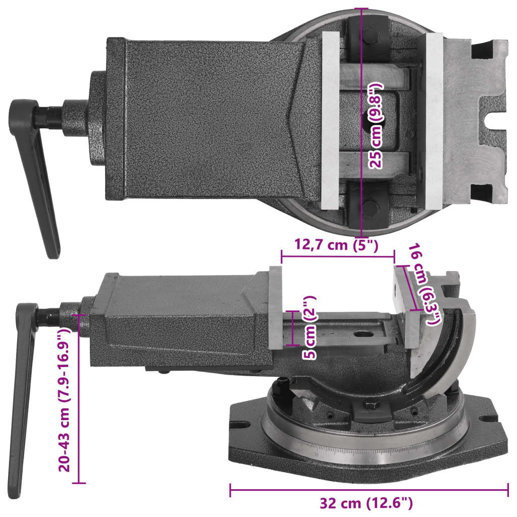 Nagibni primež z 2 osema 160 mm