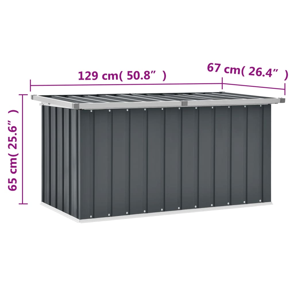 Vrtna škatla za shranjevanje siva 129x67x65 cm