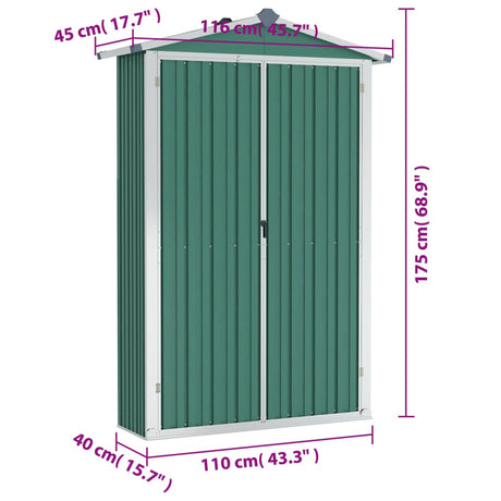 Vrtna lopa zelena 116x45x175 cm pocinkano jeklo