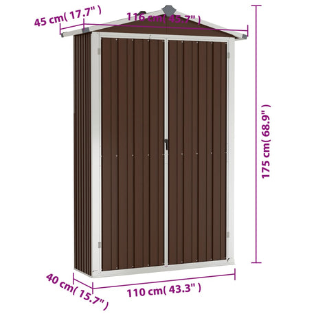 Vrtna lopa rjava 116x45x175 cm pocinkano jeklo