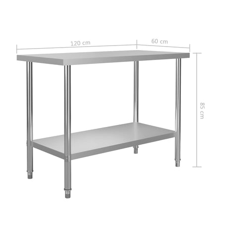 Kuhinjska delovna miza 120x60x85 cm nerjaveče jeklo