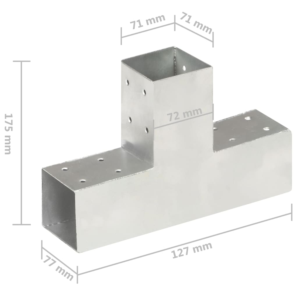 Spojniki za stebre 4 kosi T oblike pocinkana kovina 71x71 mm