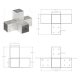 Spojnik za steber X oblike pocinkana kovina 81x81 mm