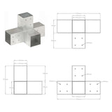 Spojniki za stebre 4 kosi X oblike pocinkana kovina 81x81 mm