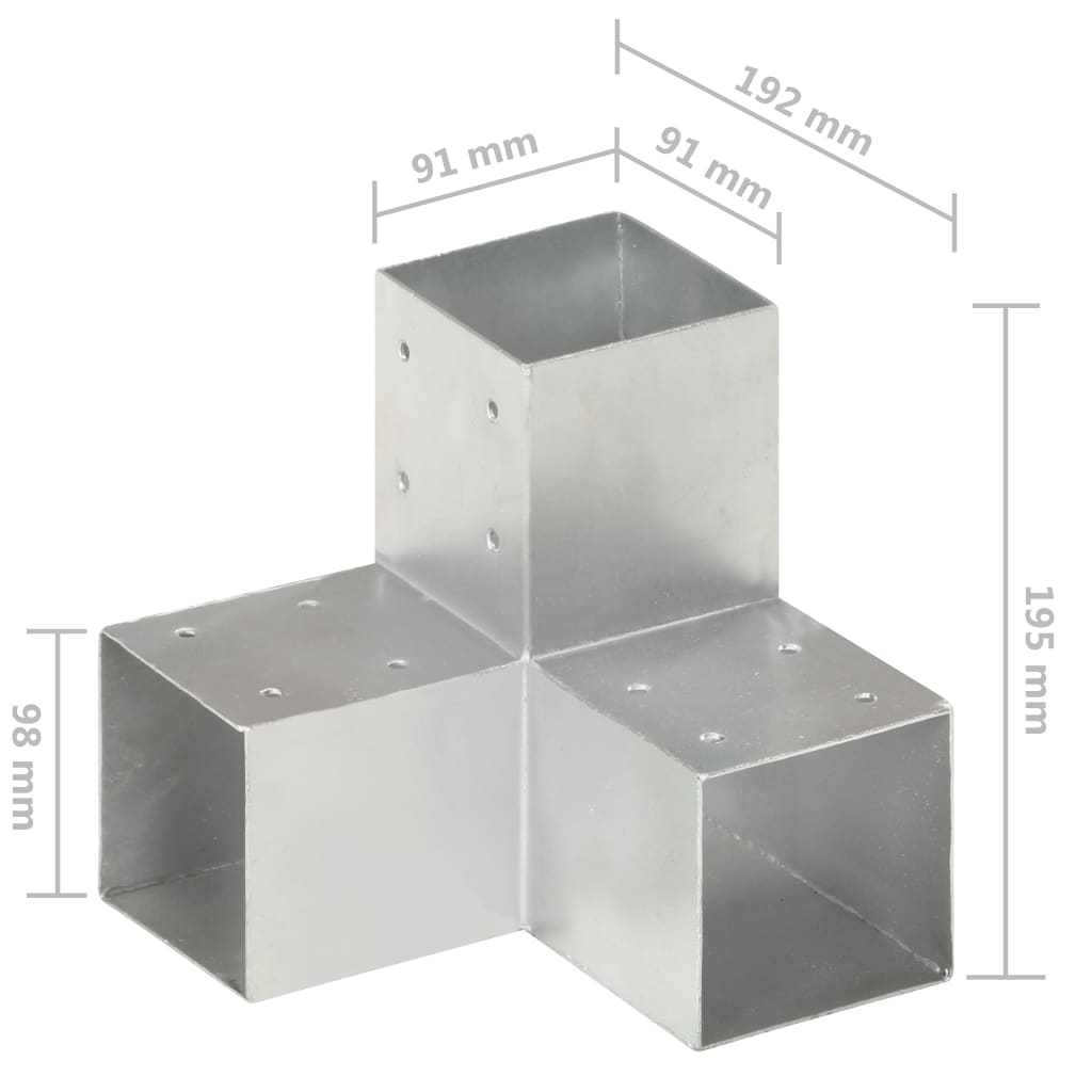 Spojnik za steber Y oblike pocinkana kovina 91x91 mm