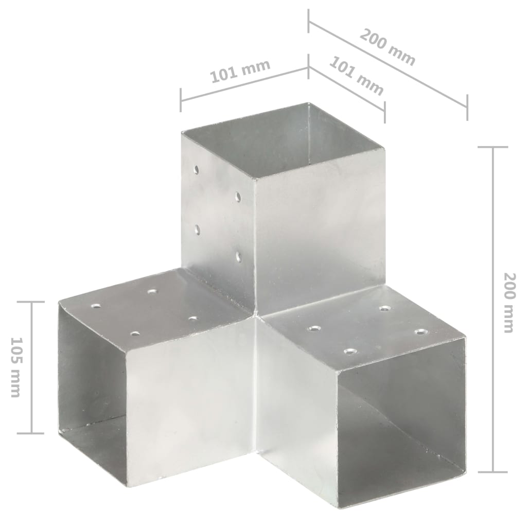 Spojniki za stebre 4 kosi Y oblike pocinkana kovina 101x101 mm