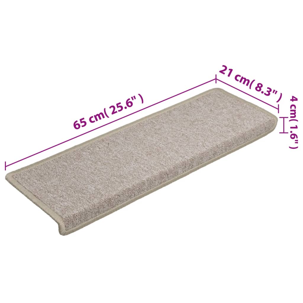 Preproge za stopnice 15 kosov 65x21x4 cm taupe