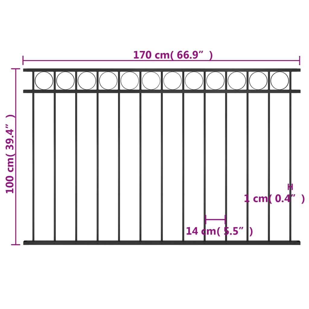 Ograjni panel iz jekla 1,7x1 m črn