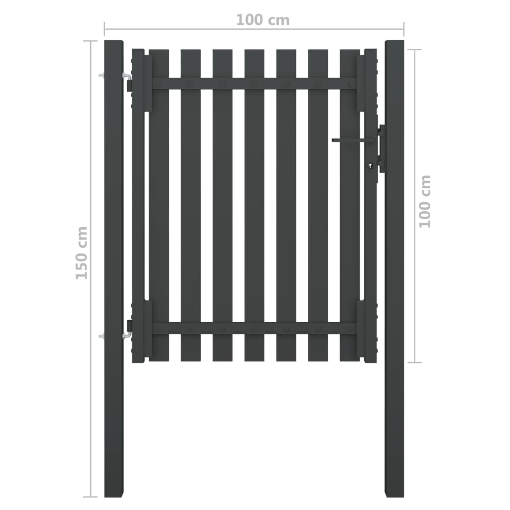 Ograjna vrata jeklena 1x1,5 m antracitna