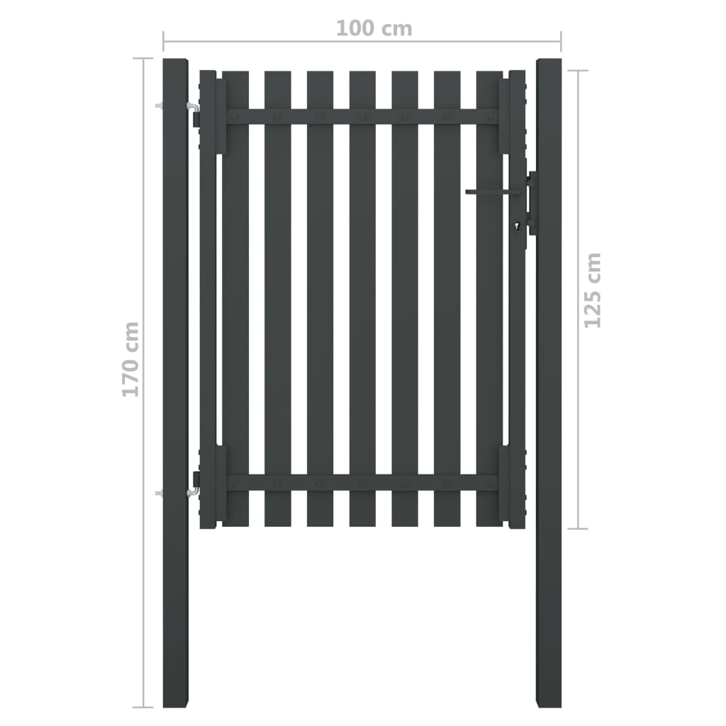 Ograjna vrata jeklena 1x1,7 m antracitna