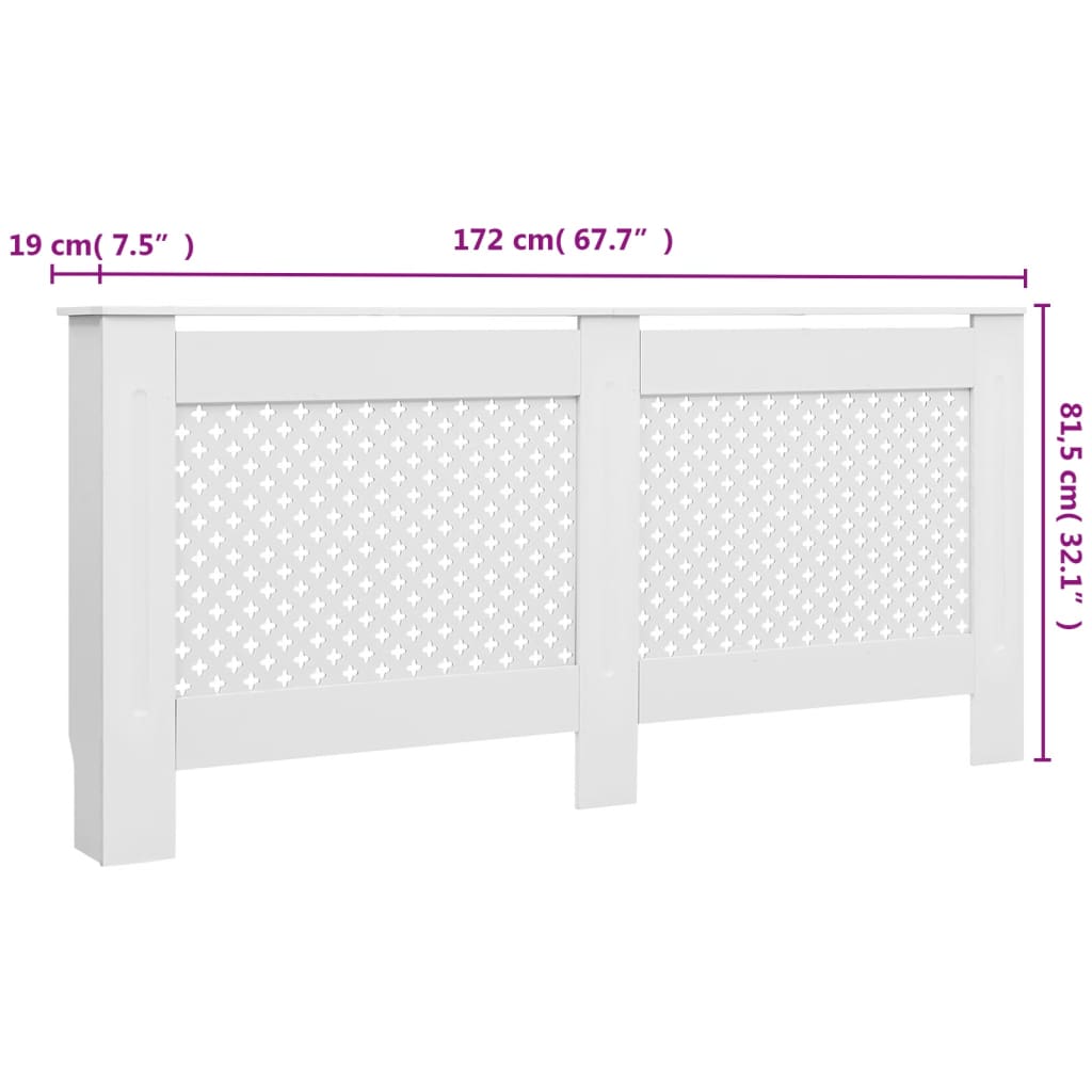 Pokrovi za radiatorje 2 kosa beli 172x19x81,5 cm mediapan