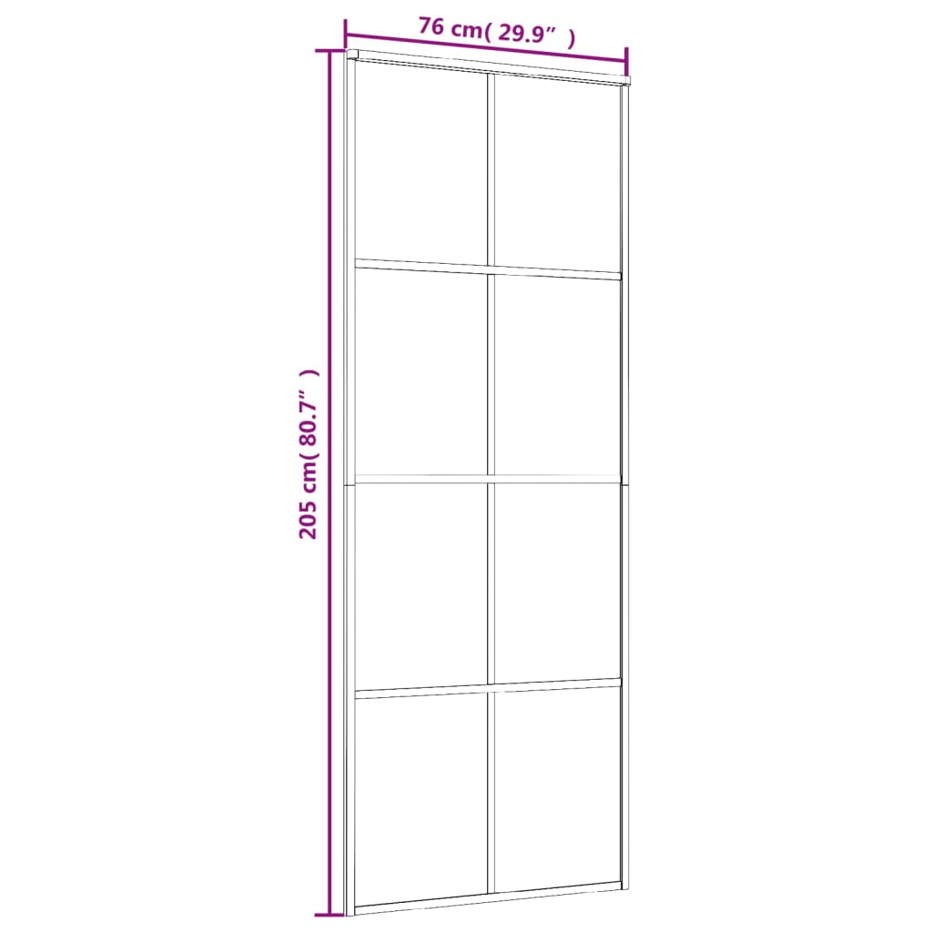 Drsna vrata iz aluminija in ESG stekla 76x205 cm črna