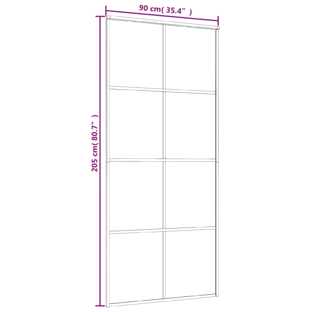 Drsna vrata iz aluminija in ESG stekla 90x205 cm črna