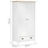 Garderobna omara z 2 vrati Hill bela 89x50x170 cm borovina