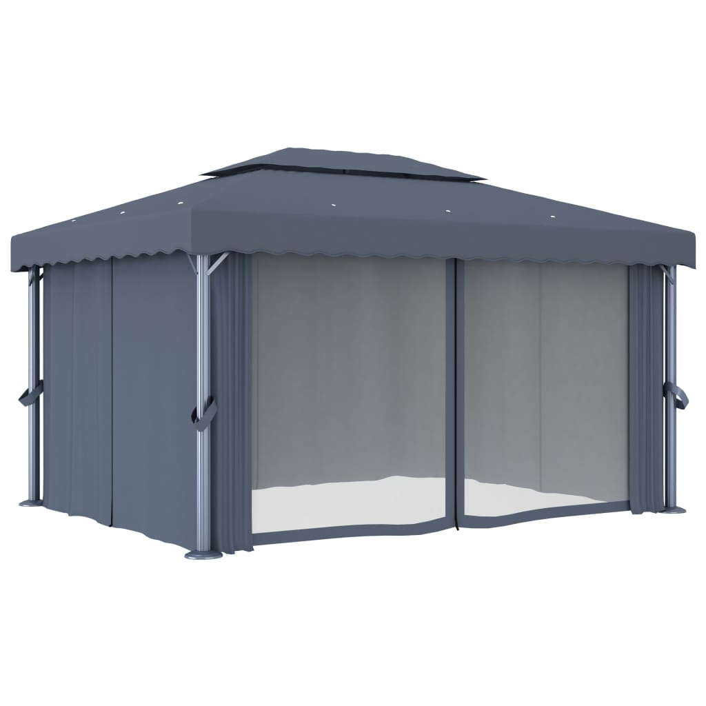 Paviljon z zaveso 4x3 m antraciten aluminij