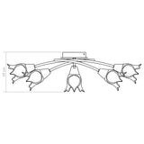 Stropna svetilka s prozornimi senčniki za 5 E14 žarnic tulipan