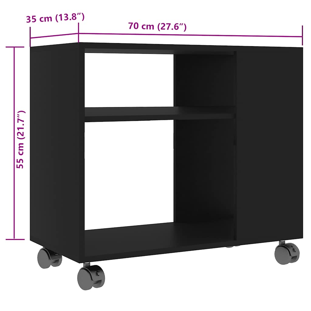 Stranska mizica črna 70x35x55 cm konstruiran les