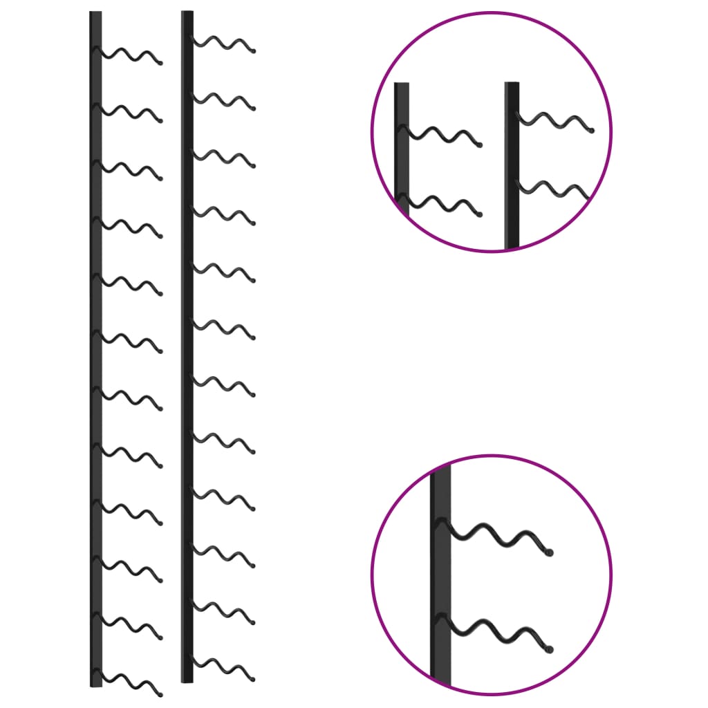 Stensko stojalo za vino za 24 steklenic črno železo