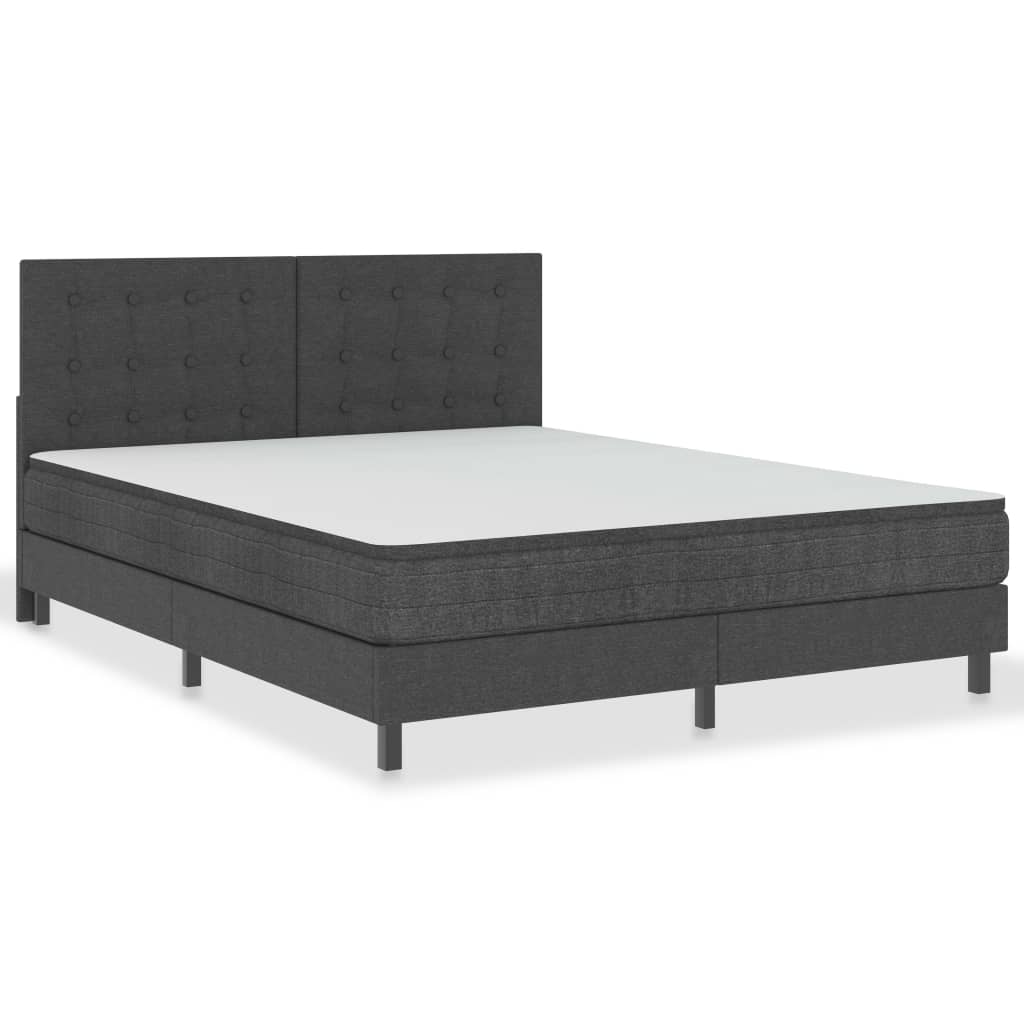 Boxspring postelja temno sivo blago 160x200 cm