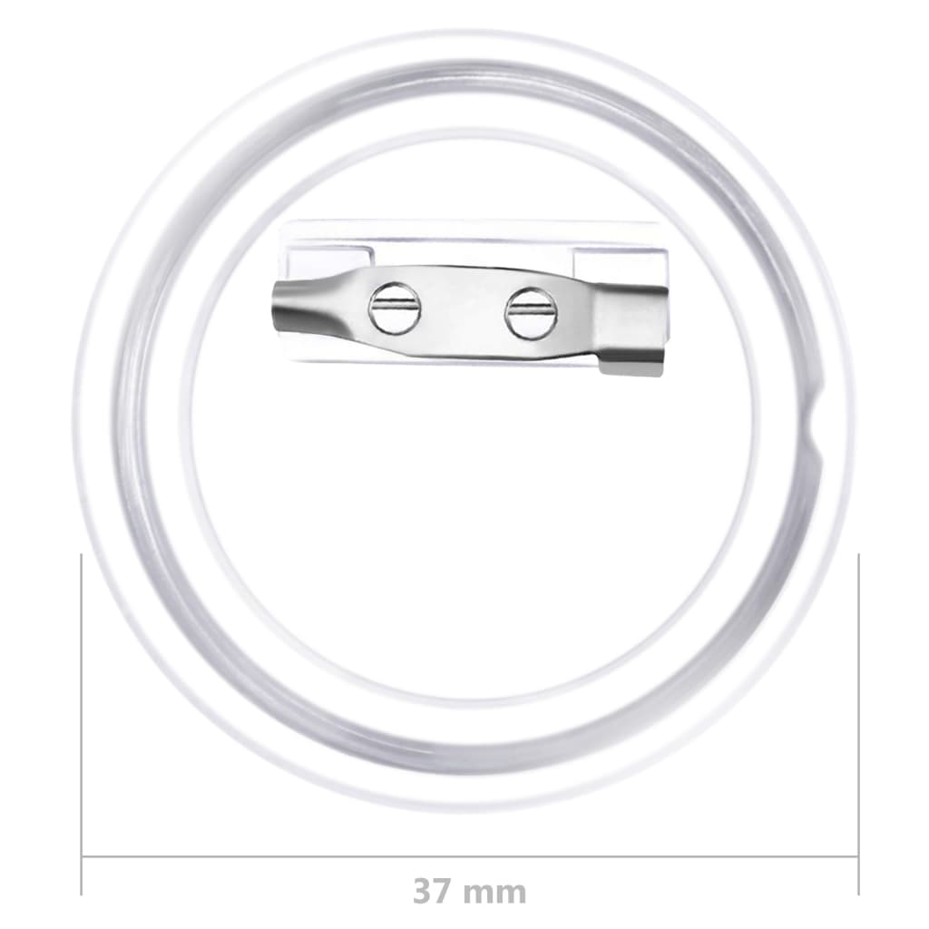 Gumbi za značke s priponkami 100 kompletov akril 37 mm