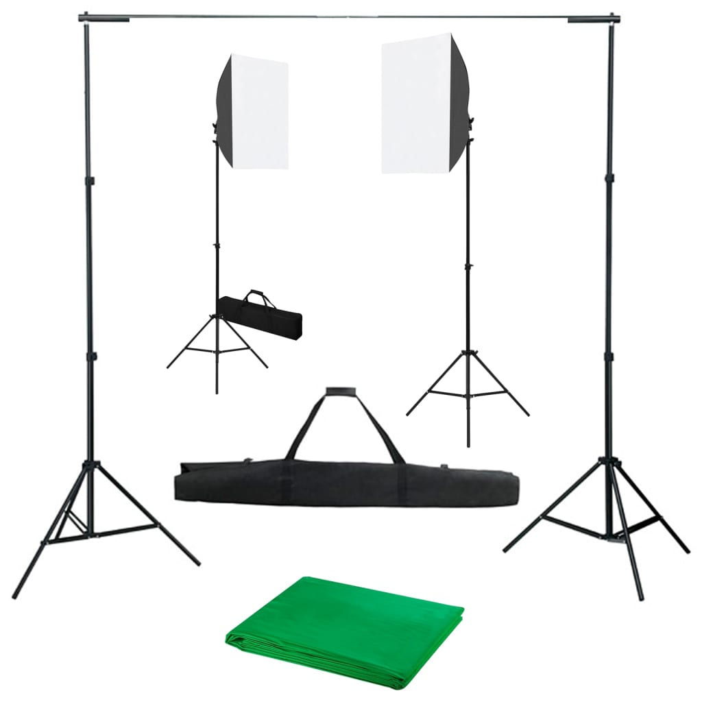 Komplet za fotografski studio s softbox svetilkami in ozadjem