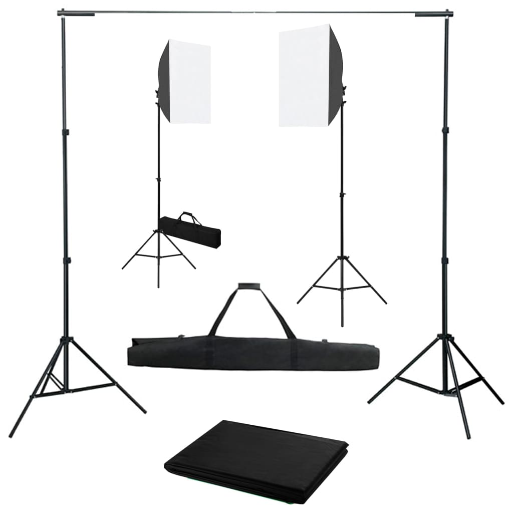 Komplet za fotografski studio s softbox svetilkami in ozadjem