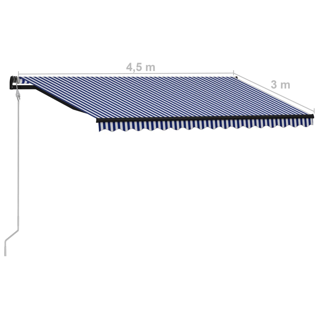 Avtomatsko zložljiva tenda 450x300 cm modra in bela