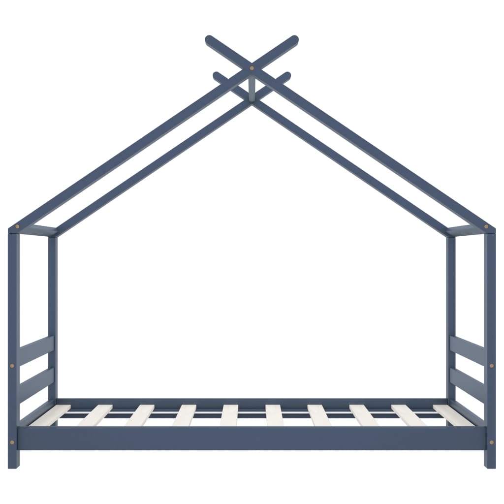 Otroški posteljni okvir siv iz trdne borovine 80x160 cm