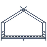 Otroški posteljni okvir siv iz trdne borovine 90x200 cm