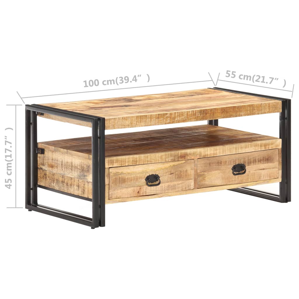 Klubska mizica 100x55x45 cm robusten mangov les