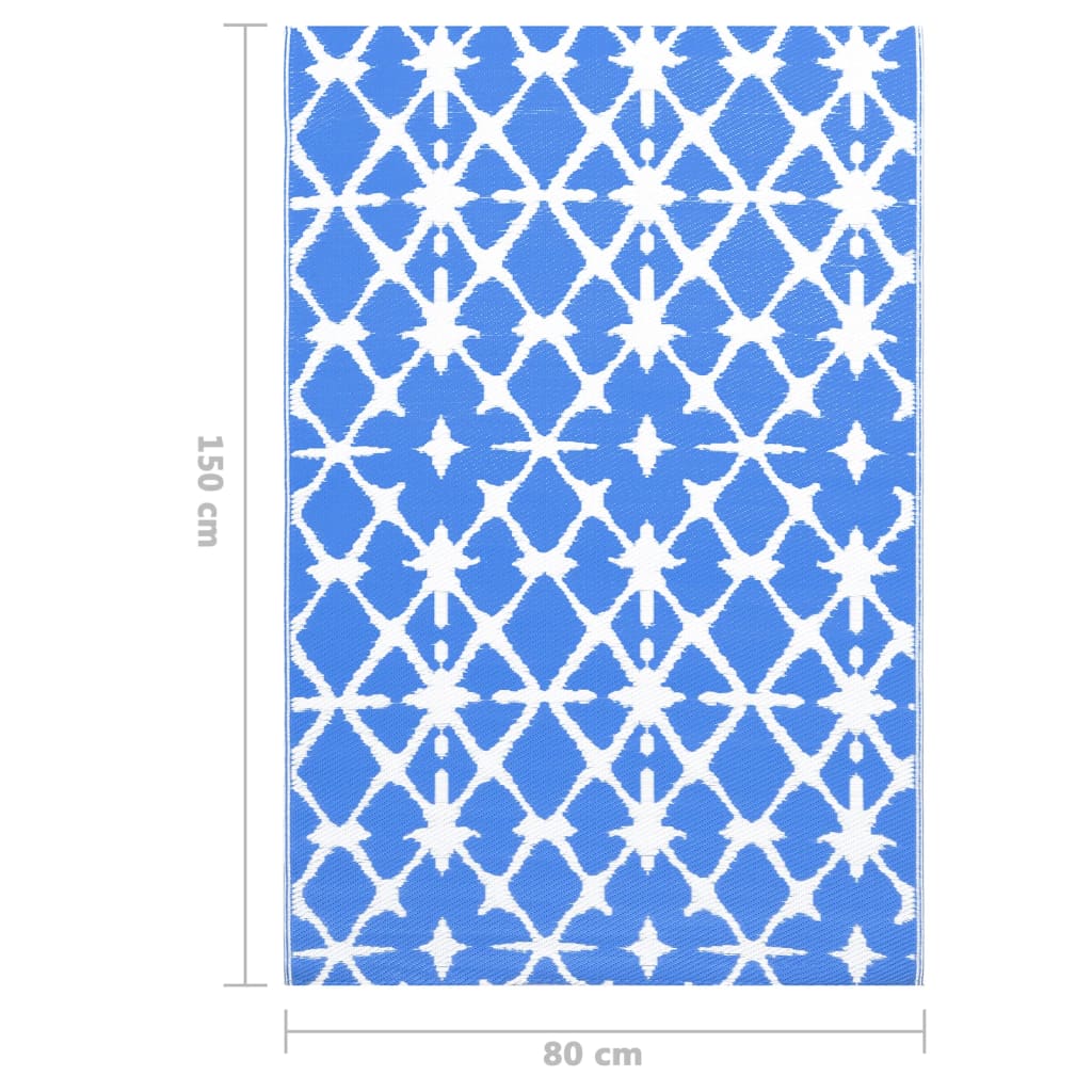 Zunanja preproga modra in bela 80x150 cm PP