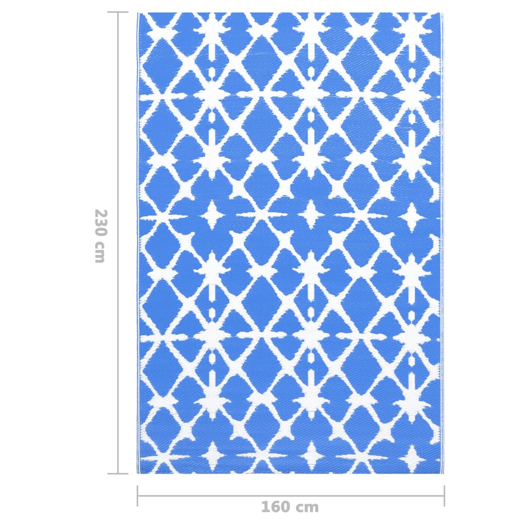 Zunanja preproga modra in bela 160x230 cm PP