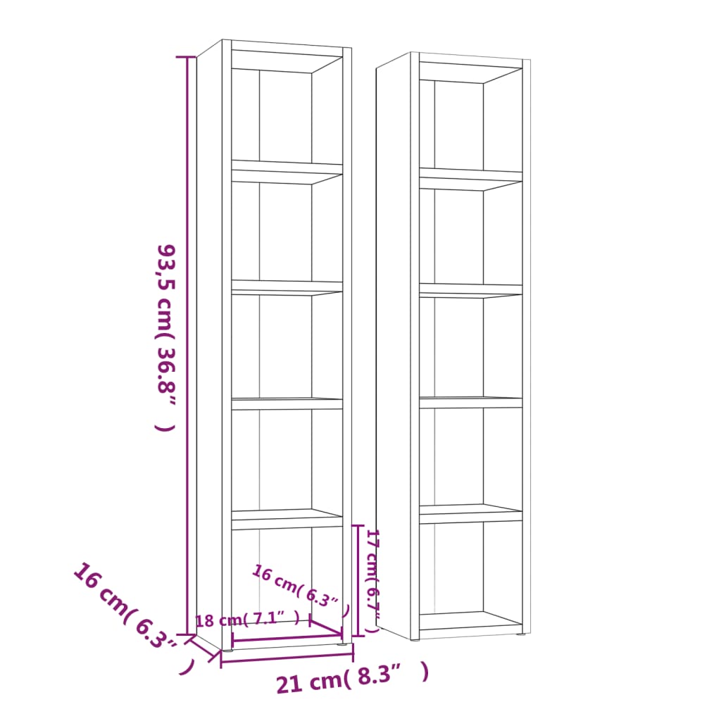 Omarica za CD plošče 2 kosa bela 21x16x93,5 cm iverna plošča